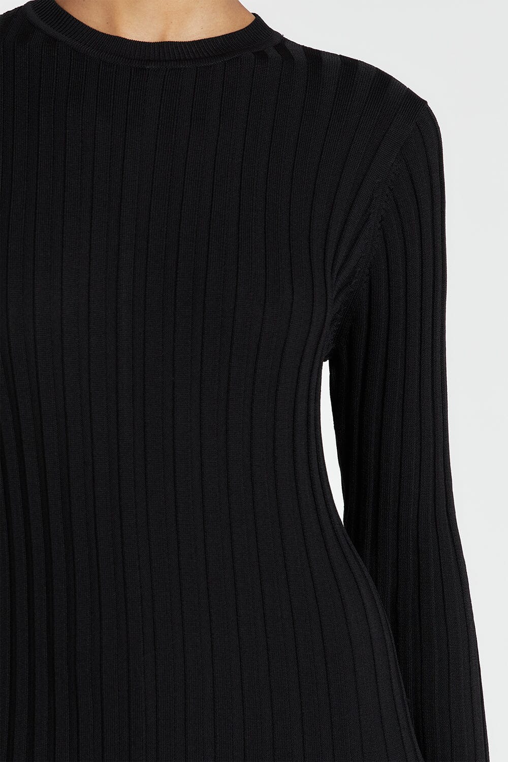 ADA BLACK LONG SLEEVE MIDI DRESS - Image 5