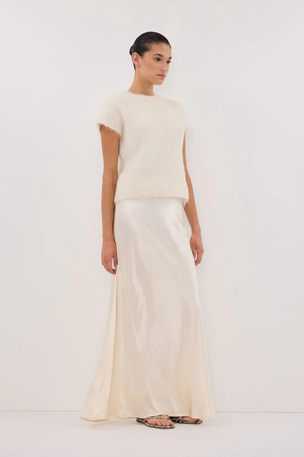 CHARLI CREAM SATIN MAXI SKIRT - Image 3