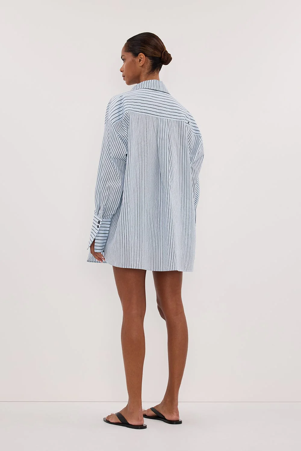 SABLE ICE BLUE OVERSIZED SILK BLEND SHIRT - Image 5