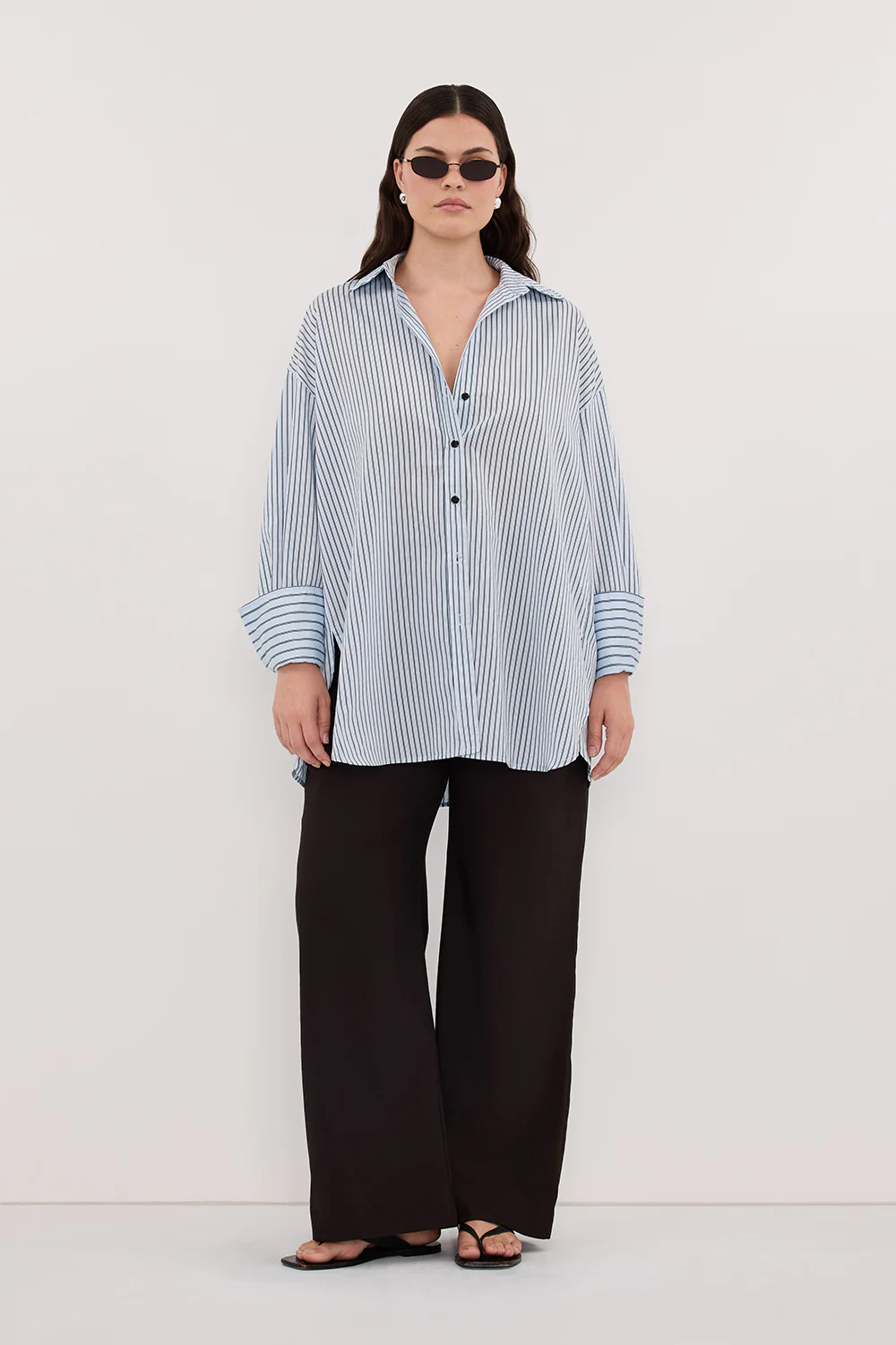SABLE ICE BLUE OVERSIZED SILK BLEND SHIRT - Image 7