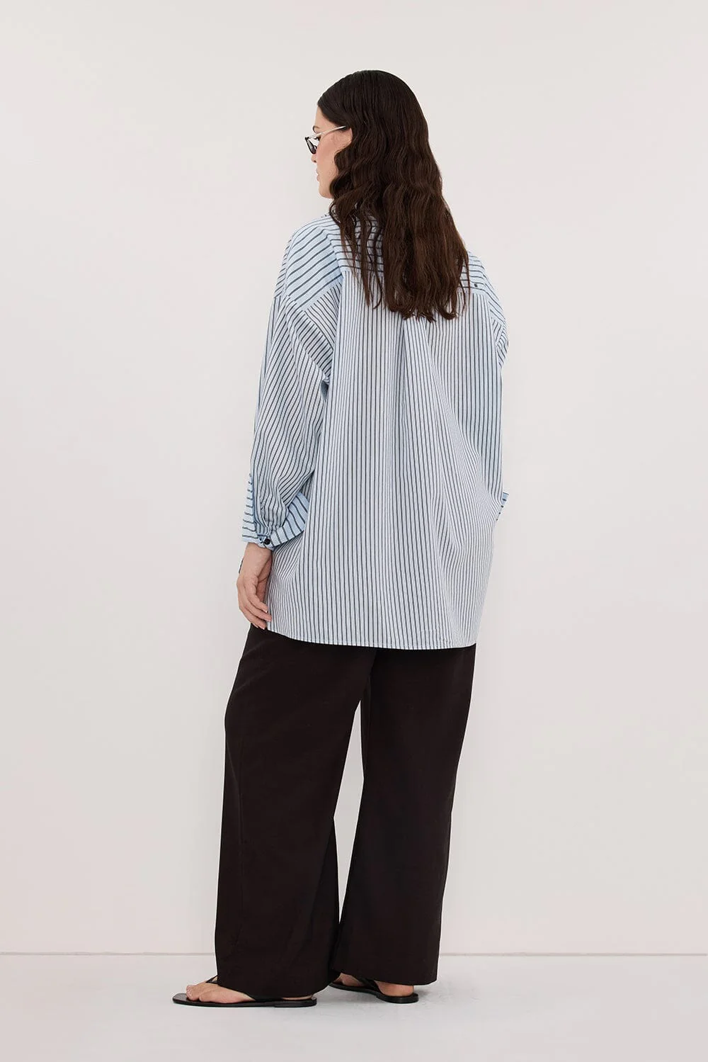 SABLE ICE BLUE OVERSIZED SILK BLEND SHIRT - Image 8